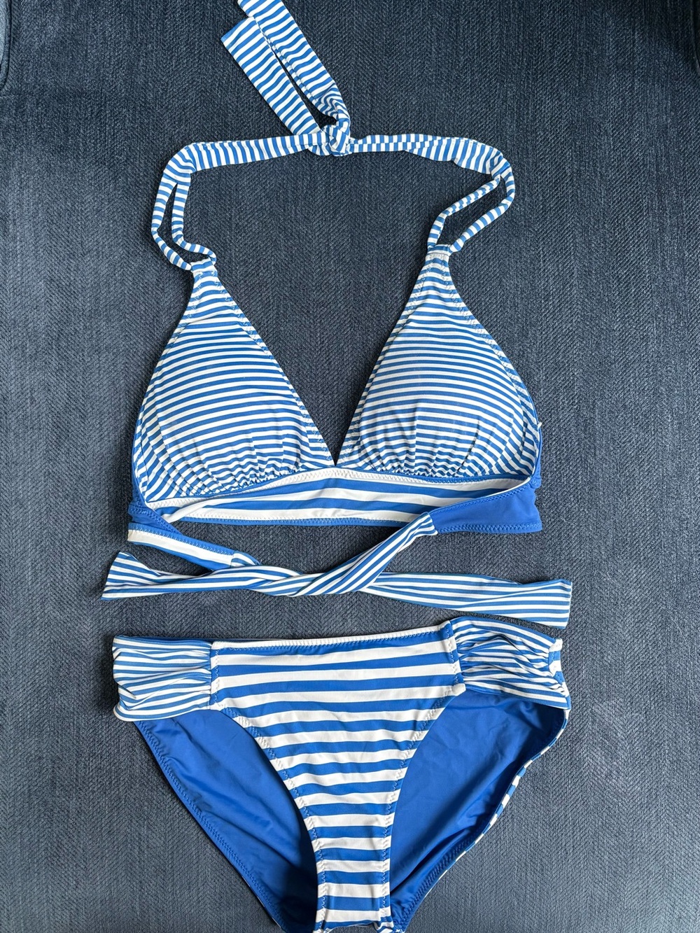 Tommy Bahama Breaker Bay Reversible Blue & White Striped Wrap Bikini